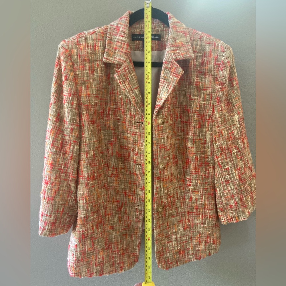 Josephine Chaus Women's Red, Green and Cream Tweed Blazer - Size 14 - Picture 9 of 10